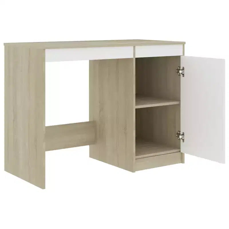 Scrivania moderna da 100 cm in rovere Sonoma Clihome con armadietto integrato per l'ufficio domestico