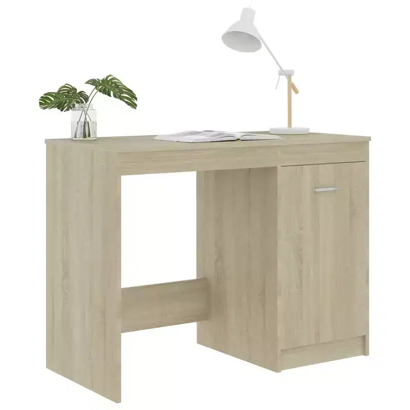 Scrivania moderna da 100 cm in rovere Sonoma Clihome con armadietto integrato per l'ufficio domestico