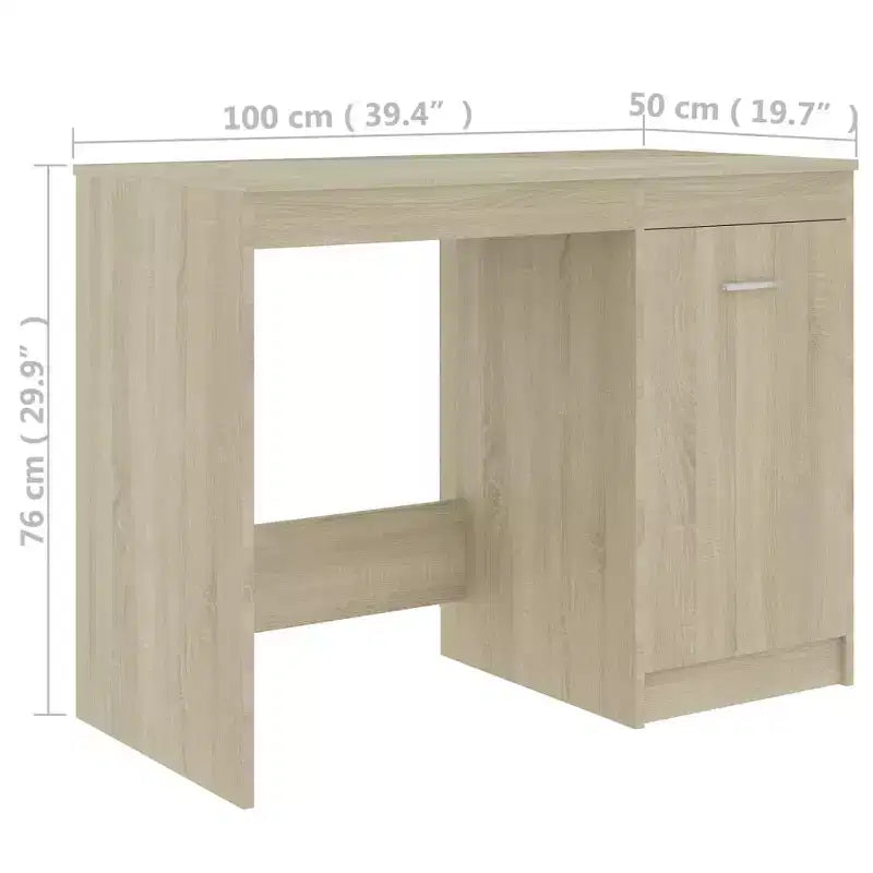 Scrivania moderna da 100 cm in rovere Sonoma Clihome con armadietto integrato per l'ufficio domestico
