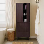 Teamson Home Tremolo Mobile Contenitore Moderno Boho in Lino con Legno Massello e Frontali Scanalati Contemporanei