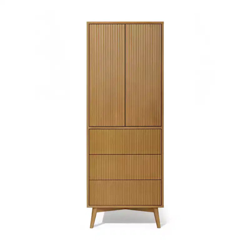 Teamson Home Tremolo Mobile Contenitore Moderno Boho in Lino con Legno Massello e Frontali Scanalati Contemporanei