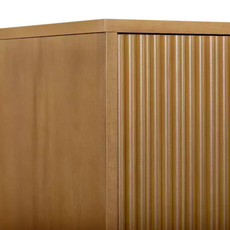 Teamson Home Tremolo Mobile Contenitore Moderno Boho in Lino con Legno Massello e Frontali Scanalati Contemporanei