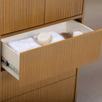 Teamson Home Tremolo Mobile Contenitore Moderno Boho in Lino con Legno Massello e Frontali Scanalati Contemporanei