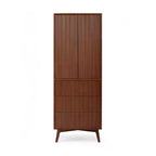 Teamson Home Tremolo Mobile Contenitore Moderno Boho in Lino con Legno Massello e Frontali Scanalati Contemporanei