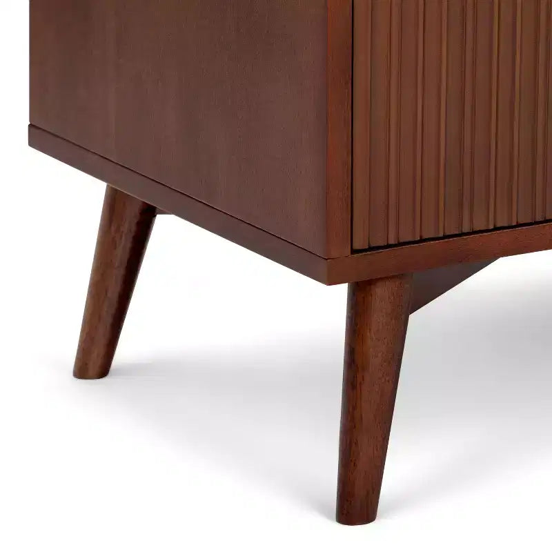 Teamson Home Tremolo Mobile Contenitore Moderno Boho in Lino con Legno Massello e Frontali Scanalati Contemporanei