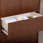 Teamson Home Tremolo Mobile Contenitore Moderno Boho in Lino con Legno Massello e Frontali Scanalati Contemporanei