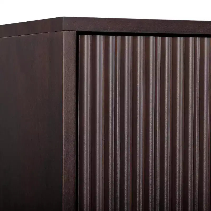 Teamson Home Tremolo Mobile Contenitore Moderno Boho in Lino con Legno Massello e Frontali Scanalati Contemporanei
