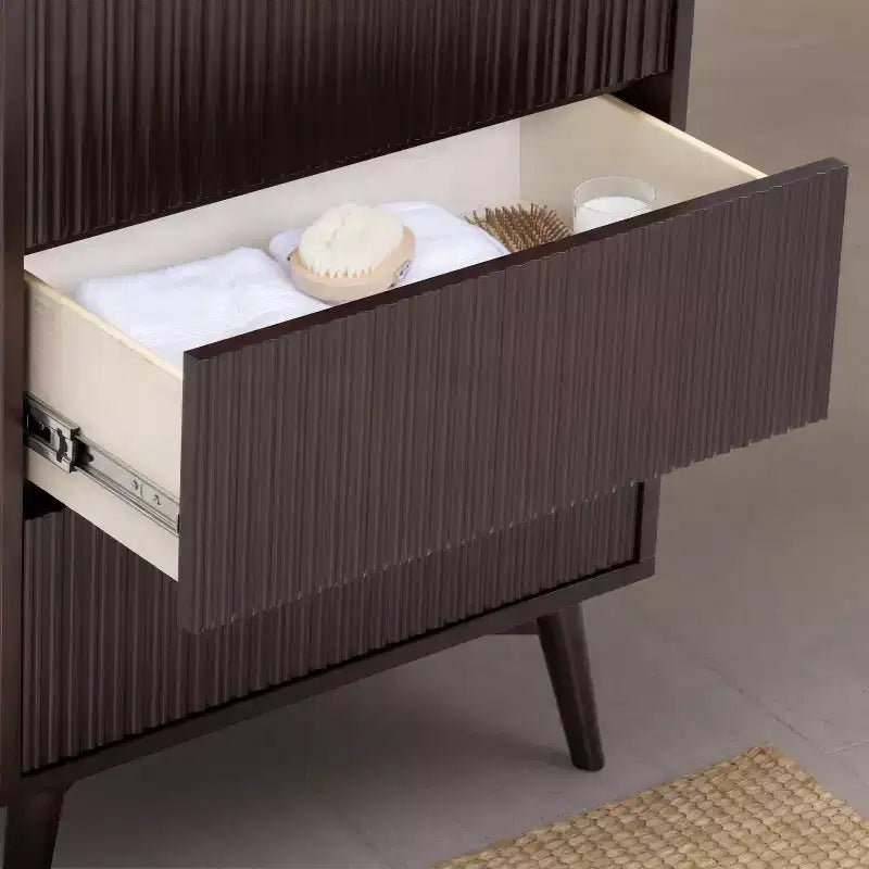 Teamson Home Tremolo Mobile Contenitore Moderno Boho in Lino con Legno Massello e Frontali Scanalati Contemporanei