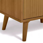 Teamson Home Tremolo Comodino Moderno Boho a 2 Cassetti con Legno Massello e Frontali Scanalati Contemporanei