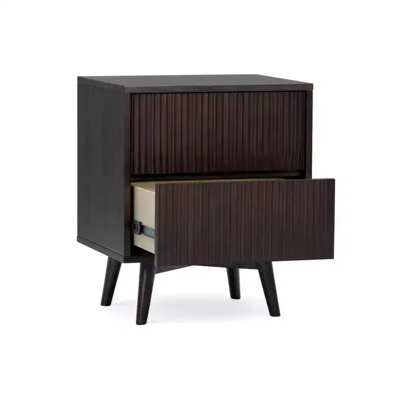 Teamson Home Tremolo Comodino Moderno Boho a 2 Cassetti con Legno Massello e Frontali Scanalati Contemporanei