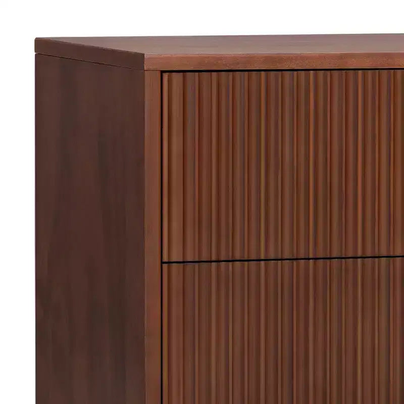 Teamson Home Tremolo Comodino Moderno Boho a 2 Cassetti con Legno Massello e Frontali Scanalati Contemporanei