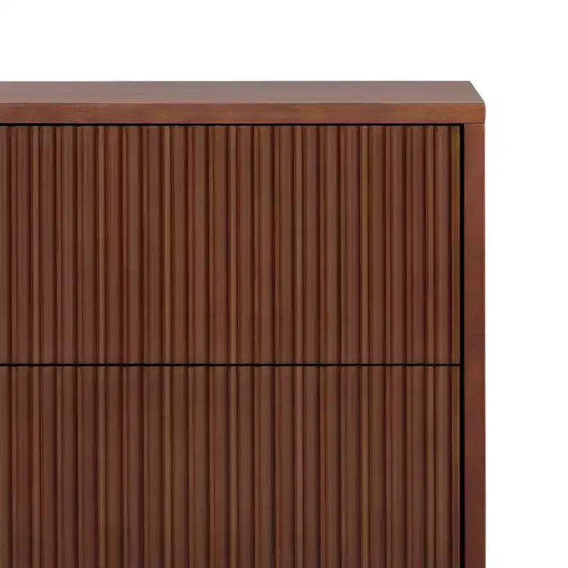 Teamson Home Tremolo Comodino Moderno Boho a 2 Cassetti con Legno Massello e Frontali Scanalati Contemporanei