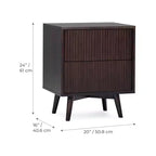 Teamson Home Tremolo Comodino Moderno Boho a 2 Cassetti con Legno Massello e Frontali Scanalati Contemporanei