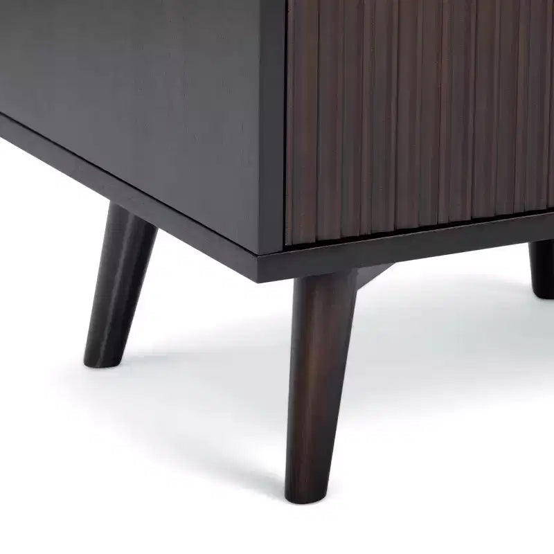 Teamson Home Tremolo Comodino Moderno Boho a 2 Cassetti con Legno Massello e Frontali Scanalati Contemporanei
