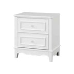 Comodino Royal Hampton, 2 cassetti, Struttura moderna in legno massello bianco, 68,5 cm