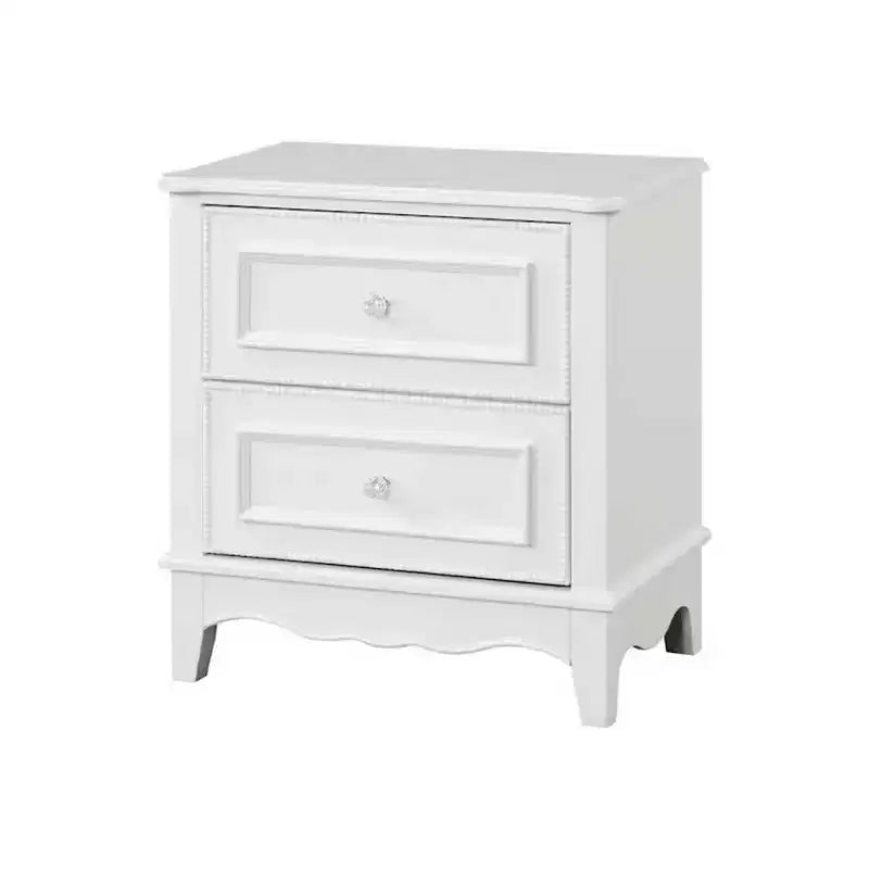 Comodino Royal Hampton, 2 cassetti, Struttura moderna in legno massello bianco, 68,5 cm