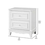 Comodino Royal Hampton, 2 cassetti, Struttura moderna in legno massello bianco, 68,5 cm