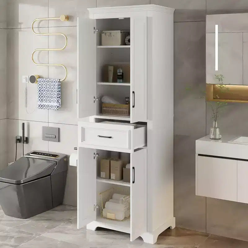 Armadietto Alto da Bagno 70.8 Pollici, Mobiletto da Terra Autoportante con Cassetto e Ripiani Regolabili, Armadio Dispensa per Cucina