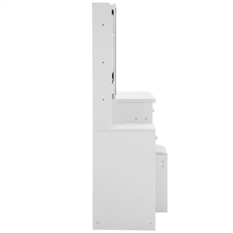 Toeletta Trucco Contemporanea con Sgabello Imbottito, Specchio Scorrevole a LED, Illuminazione a 3 Colori Sensibile al Tocco, Doppie Prese AC e Porte di Ricarica USB