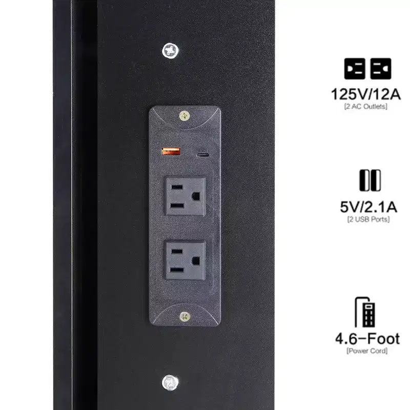 Toeletta Trucco Contemporanea con Sgabello Imbottito, Specchio Scorrevole a LED, Illuminazione a 3 Colori Sensibile al Tocco, Doppie Prese AC e Porte di Ricarica USB