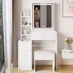 Set Toeletta con Sgabello, Montaggio Semplice, Video di Montaggio, Guida, Kit da oltre 30 Pezzi per Zona Trucco in Camera da Letto e Outfit Quotidiani