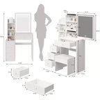 Set Toeletta con Sgabello, Montaggio Semplice, Video di Montaggio, Guida, Kit da oltre 30 Pezzi per Zona Trucco in Camera da Letto e Outfit Quotidiani