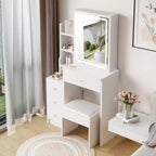 Set Toeletta con Sgabello, Montaggio Semplice, Video di Montaggio, Guida, Kit da oltre 30 Pezzi per Zona Trucco in Camera da Letto e Outfit Quotidiani