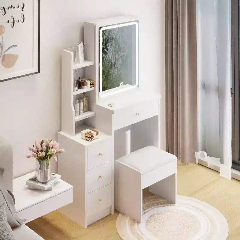 Set Toeletta con Sgabello, Montaggio Semplice, Video di Montaggio, Guida, Kit da oltre 30 Pezzi per Zona Trucco in Camera da Letto e Outfit Quotidiani