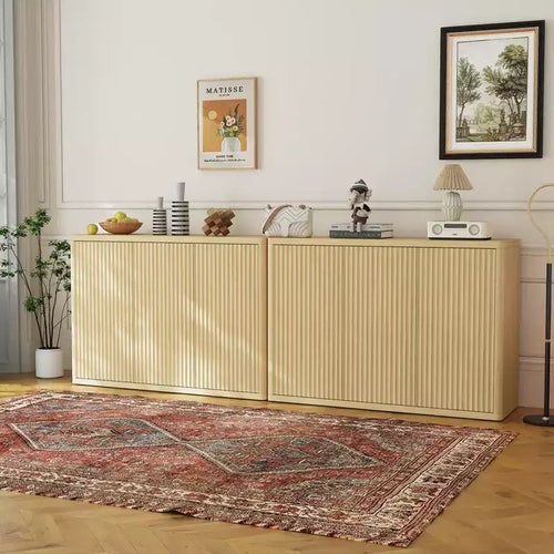 Madia a 3 ante con scanalature, mobiletto ampio per bar e caffè, consolle credenza