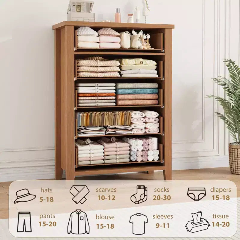 Comò da fattoria a 5 cassetti per camera da letto, comodino a 5 cassetti con elegante design a V, per camera da letto