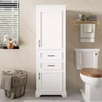 71 Bathroom Storage Cabinet, Freestanding Floor Storage Cabinet With Adjustable Shelf & Drawers, Wood Kitchen Pantry Storage Cabinet For Living Room