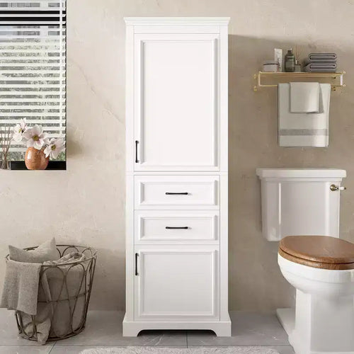 71 Bathroom Storage Cabinet, Freestanding Floor Storage Cabinet With Adjustable Shelf & Drawers, Wood Kitchen Pantry Storage Cabinet For Living Room
