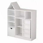 Libreria per bambini con cassetto mobile, libreria con 7 scomparti, armadietto organizer per bambini per sala giochi, cameretta, aula