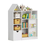 Libreria per bambini con cassetto mobile, libreria con 7 scomparti, armadietto organizer per bambini per sala giochi, cameretta, aula