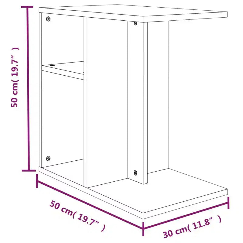 Tavolino rettangolare moderno di design in rovere artigianale Clihome, con 2 ripiani per un uso versatile