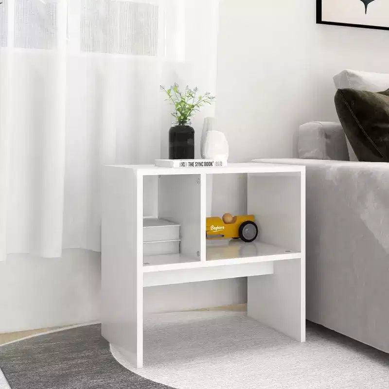 Tavolino rettangolare moderno di design in rovere artigianale Clihome, con 2 ripiani per un uso versatile