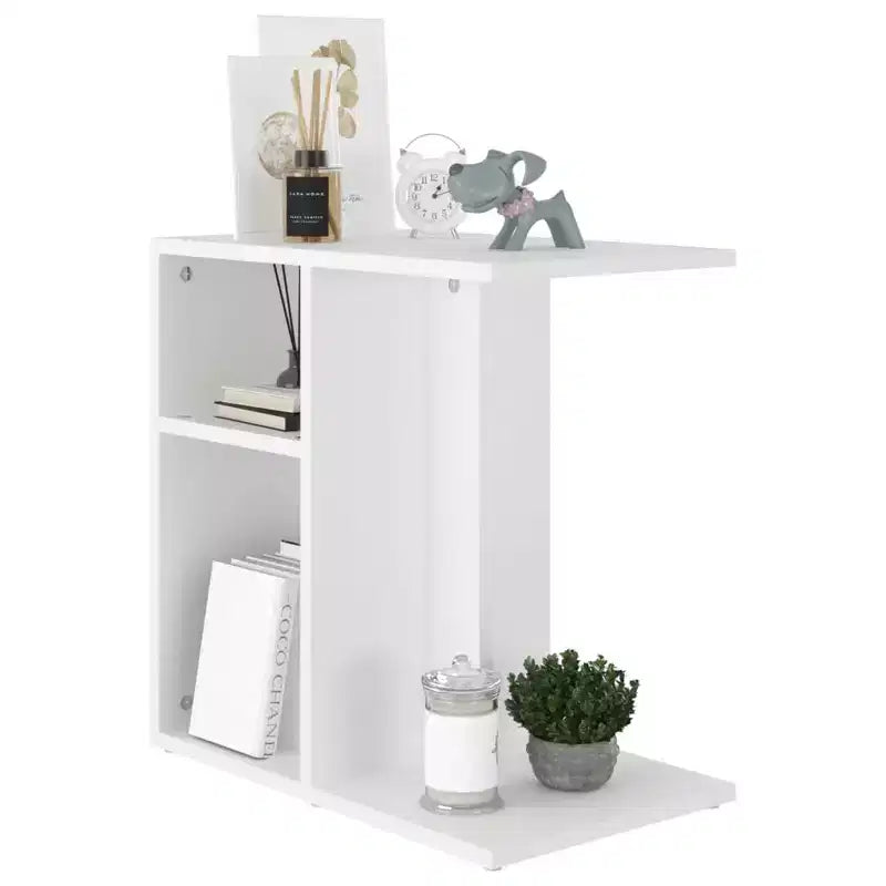 Tavolino rettangolare moderno di design in rovere artigianale Clihome, con 2 ripiani per un uso versatile