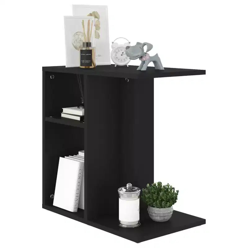 Tavolino rettangolare moderno di design in rovere artigianale Clihome, con 2 ripiani per un uso versatile