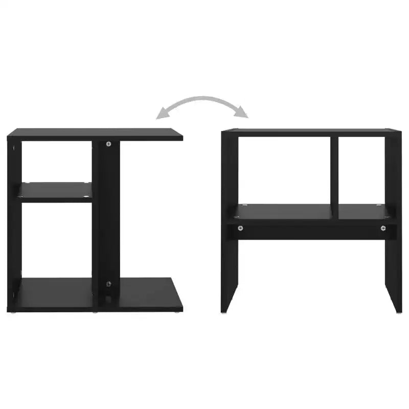 Tavolino rettangolare moderno di design in rovere artigianale Clihome, con 2 ripiani per un uso versatile