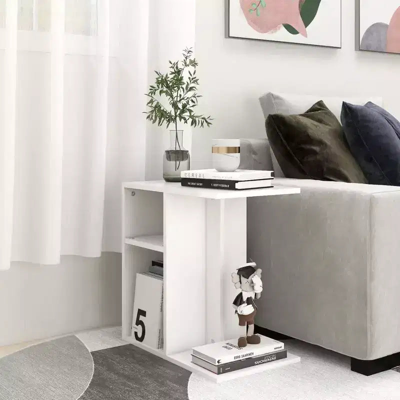 Tavolino rettangolare moderno di design in rovere artigianale Clihome, con 2 ripiani per un uso versatile