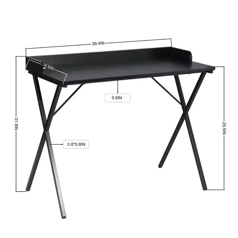 Scrivania da gioco FurnitureR 40, scrivania moderna per computer con robusto telaio in metallo a X, scrivania da ufficio per giochi e studio, colore nero