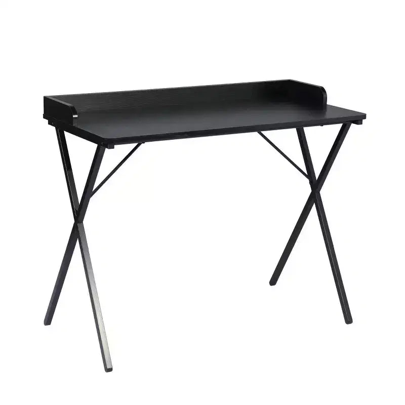 Scrivania da gioco FurnitureR 40, scrivania moderna per computer con robusto telaio in metallo a X, scrivania da ufficio per giochi e studio, colore nero
