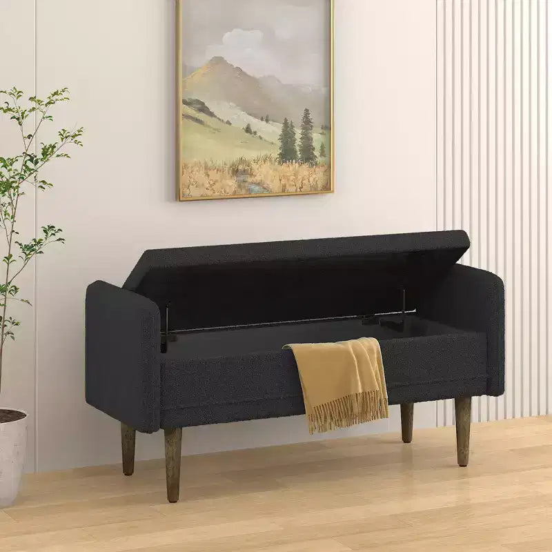 Pouf contenitore in velluto Teddy, adatto per appartamenti, salotti e camere da letto.