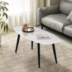 Tavolino da caffè moderno FurnitureR 110 cm, rettangolare, stile semplice, tavolino da centro, in legno, minimalista, per soggiorno (Marmo)