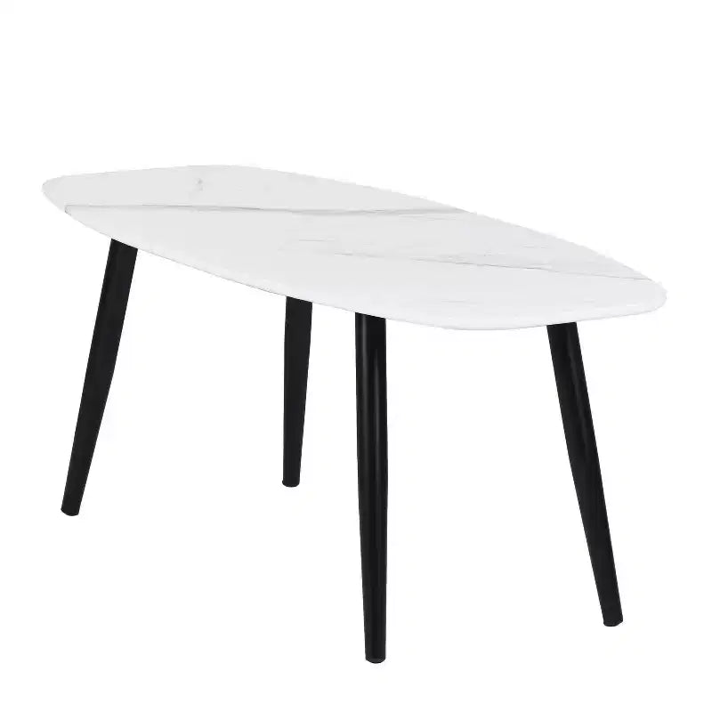 Tavolino da caffè moderno FurnitureR 110 cm, rettangolare, stile semplice, tavolino da centro, in legno, minimalista, per soggiorno (Marmo)