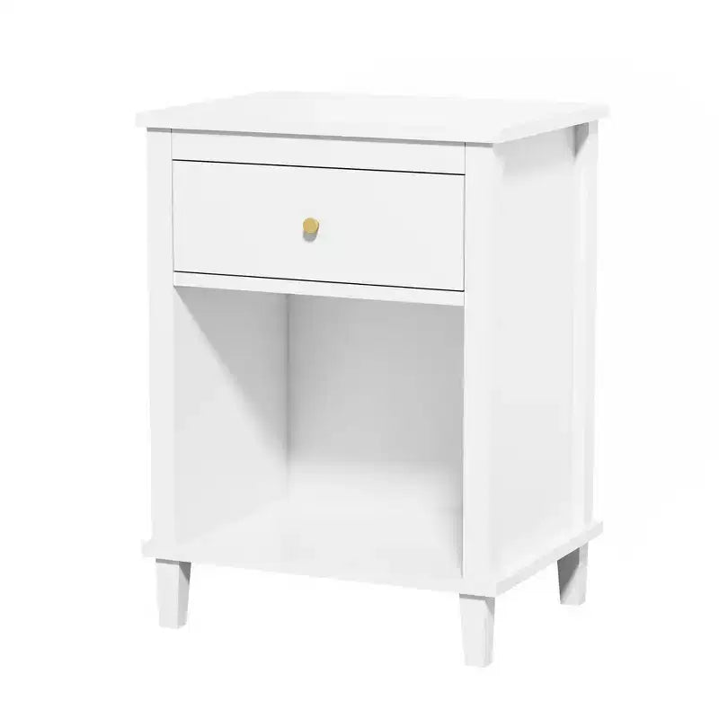 Comodino in legno Whisen da 67,99 cm di altezza con un cassetto e un ripiano per bambini e adulti