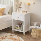 Whisen 26.77''H Wooden Nightstand with One Drawer One Shelf for Kids & Adults