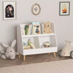 Whisen Kids Bookshelf and Toy Organizer, Open Bookcase, 2-Tier Baby Storage Display Organizer with Legs - White