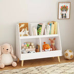 Scaffale per libri e organizer per giocattoli Whisen Kids, libreria aperta, organizer espositivo per bambini a 2 ripiani con gambe - Bianco