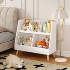 Scaffale per libri e organizer per giocattoli Whisen Kids, libreria aperta, organizer espositivo per bambini a 2 ripiani con gambe - Bianco